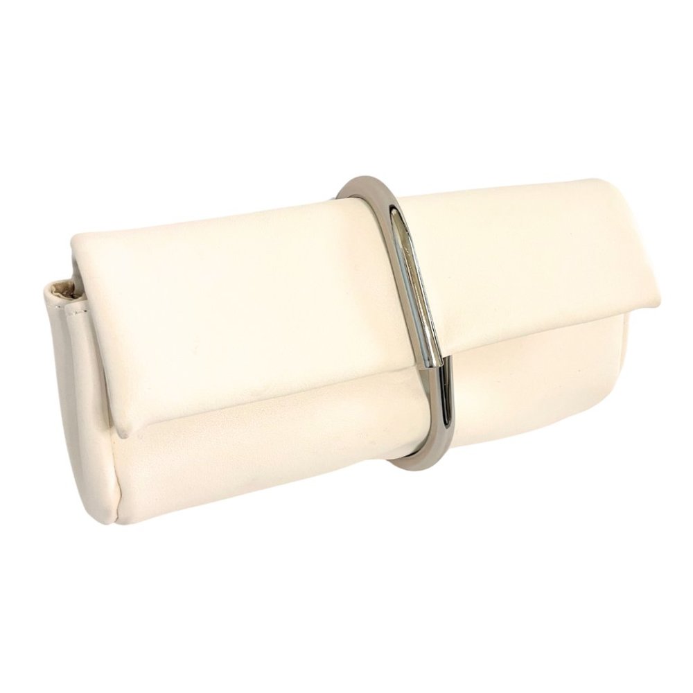 White Modern Clutch w/ Chic Chrome Closure